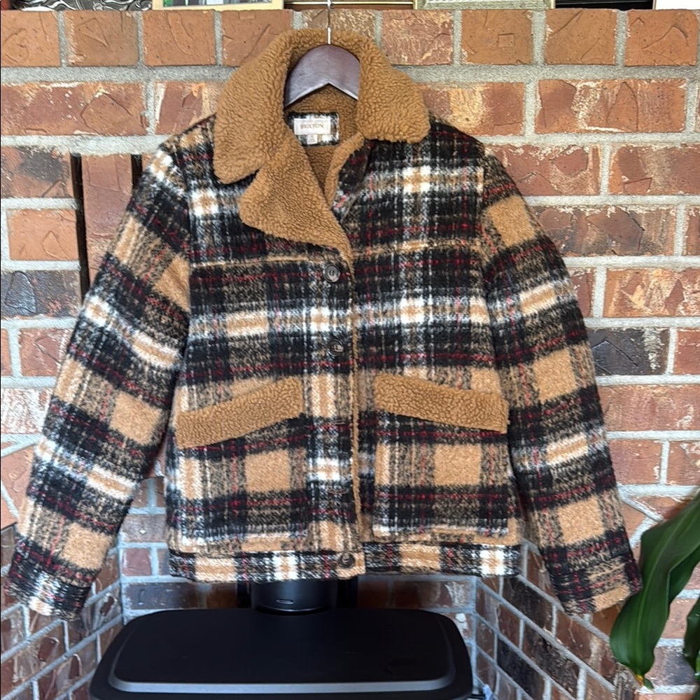 Brixton Tan and Black Teddy Jacket Cozy Retro Style